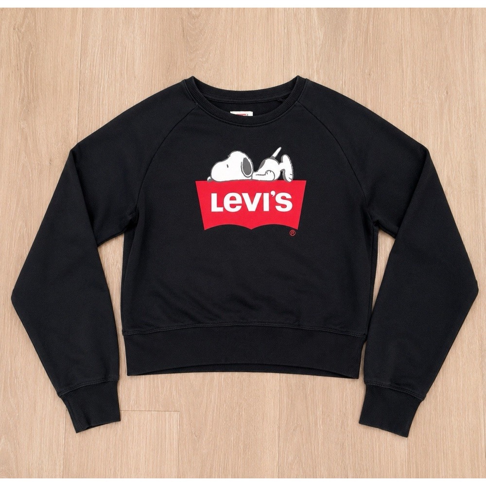 Levi's Snoopy Youth XL 13-15 Black Crewneck Sweatshirt Peanuts Graphic Logo